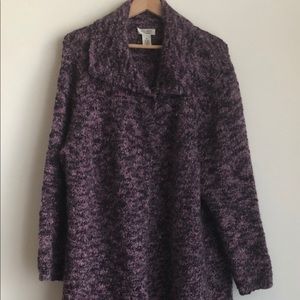 Laura Ashley 2X Purple Boucle Cardigan Sweater